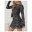 Women's Slim-Fit Leopard Print Mini Dress - Short Bell Sleeve & Double-Layer Flare Party Dress, Night Out Dress, Daily Wear Dress - Machine Washable Round Neck Short Length for all-Season (No Bulk Added)