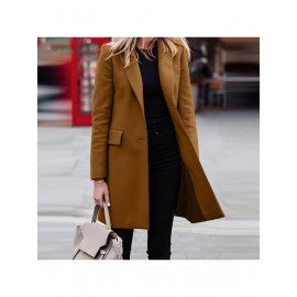 Women's Elegant Blazer Trench Coat Jacket - Button Front Closure Lapel Collar Shacket Cardigan Overcoat, Loose Fit All-Season Outerwear, Casual to Professional Wear (Single-Breasted Button for, Solid Color)