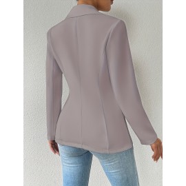 Women'S Elegant Oversized Tailored Blazer Jacket - Solid Color Winter Warmth Long Sleeve Single-Breasted Button Front Closure, Structured Loose Fit Casual to Formal Coat for Office, Business & Casual Attire - Versatile All-Season Outerwear (Autumn/W