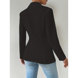 Women'S Elegant Oversized Tailored Blazer Jacket - Solid Color Winter Warmth Long Sleeve Single-Breasted Button Front Closure, Structured Loose Fit Casual to Formal Coat for Office, Business & Casual Attire - Versatile All-Season Outerwear (Autumn/W