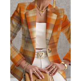 New Women'S Elegant Long Sleeve Blazer - Structured X-Silhouette Tailored Fit, Solid Color All-Season Versatile Coat with Single-Breasted Button Front Closure, H-Line Silhouette & Classic Notch Lapel Collar, Office to Party Jacket for Formal &