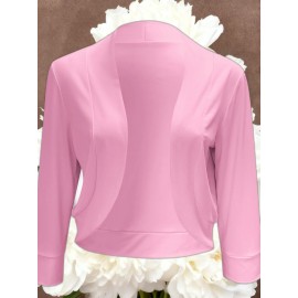 Ladies Fashion Casual Solid Color Three Quarter Sleeve Cardigan | Short Small Coat Coats for Ladies Blazers, Front Open, Spring/Fall Outerwear, Loose Fit, Single Breasted, Solid Color, No