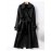 Women's British Style Medium-Length & Long Trench Coat - Knee-Length Button-Front Closure Coat with Wrinkle Detailing, Loose Fit All-Season Outerwear (Machine Washable) for, Casual & Smart-Casual Attire