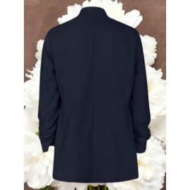 Women Fashion Solid Color Open Front Long Elastic Sleeves Suit Loose Blazers | Chic Outerwear, Single Breasted, Regular Length, Suitable for Everyday & Formal Outfits, Spring/Fall Essential