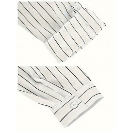 Womens Long Sleeve Button Shirt Blouse Loose Fit Casual V-Neck Tops