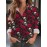 Women'S Gothic Floral & Skull Print Blouse - Red Roses & Skulls on Red Background, All-Season Casual Shirt with Collar & Button Front, Non-stretch Fabric For Halloween, Parties, Everyday Outfits - Women'S Clothing, Halloween Clothes, Party Attire