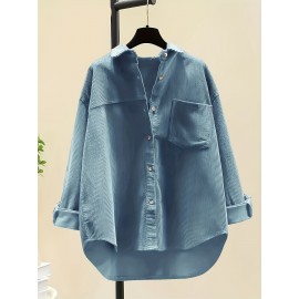 Women's Corduroy Shirt, Everyday Shirt, Layering Piece, Relaxed Fit, Buttonup Shirt, Hand Wash Only, Breathable Material, Long Sleeve Shirt, Buttondown Top, Women's Fashion, Office Casual