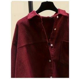 Women's Corduroy Shirt, Everyday Shirt, Layering Piece, Relaxed Fit, Buttonup Shirt, Hand Wash Only, Breathable Material, Long Sleeve Shirt, Buttondown Top, Women's Fashion, Office Casual