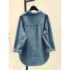 Women's Corduroy Shirt, Everyday Shirt, Layering Piece, Relaxed Fit, Buttonup Shirt, Hand Wash Only, Breathable Material, Long Sleeve Shirt, Buttondown Top, Women's Fashion, Office Casual