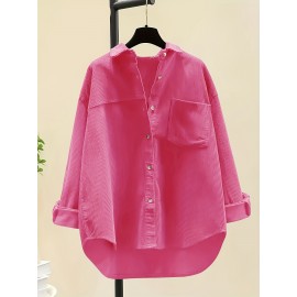 Women's Corduroy Shirt, Everyday Shirt, Layering Piece, Relaxed Fit, Buttonup Shirt, Hand Wash Only, Breathable Material, Long Sleeve Shirt, Buttondown Top, Women's Fashion, Office Casual
