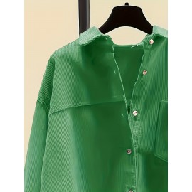 Women's Corduroy Shirt, Everyday Shirt, Layering Piece, Relaxed Fit, Buttonup Shirt, Hand Wash Only, Breathable Material, Long Sleeve Shirt, Buttondown Top, Women's Fashion, Office Casual