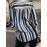 Women's Elegant Blue/Beige/Navy Striped Long Sleeve Shirt Jacket - Structured Collar Blazer, Wrinkle-Resistant Machine-Washable Polyester-like Top for, Semi-Formal & Casual Wear, Vertical Striped Tailoring (No Dry Clean)