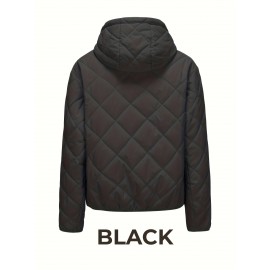 Women'S Fitted Hooded Coat with Pockets | Adjustable Drawstring Hood, Lightweight and Comfortable, Solid Color, Ideal for Autumn and Winter