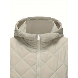 Women'S Fitted Hooded Coat with Pockets | Adjustable Drawstring Hood, Lightweight and Comfortable, Solid Color, Ideal for Autumn and Winter