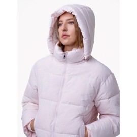 Women's Winter Fleece-Lined Hooded Jacket -Elegant Special & Relaxed Fit Coat with Zipper Front, Long Sleeve Casual Outerwear for Cold Weather, Seasonal Fashion, Warm Fabric, Cozy Material, Casual Attire