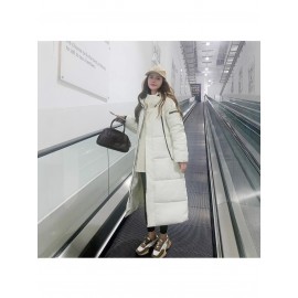 New Women'S Medium-Long -Padded Coat | Stylish Letter-Patterned Thickened Outerwear, Casual Style with Long Sleeves.