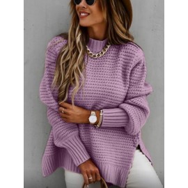 Women'S Oversized Grey Sweater - Soft High Neck Winter Warmth, All-Season Cozy Pullover, Trendy Casual & Formal Wear, Versatile Layering Piece for Everyday Outfits (No Bulk, Durable & Comfortable)